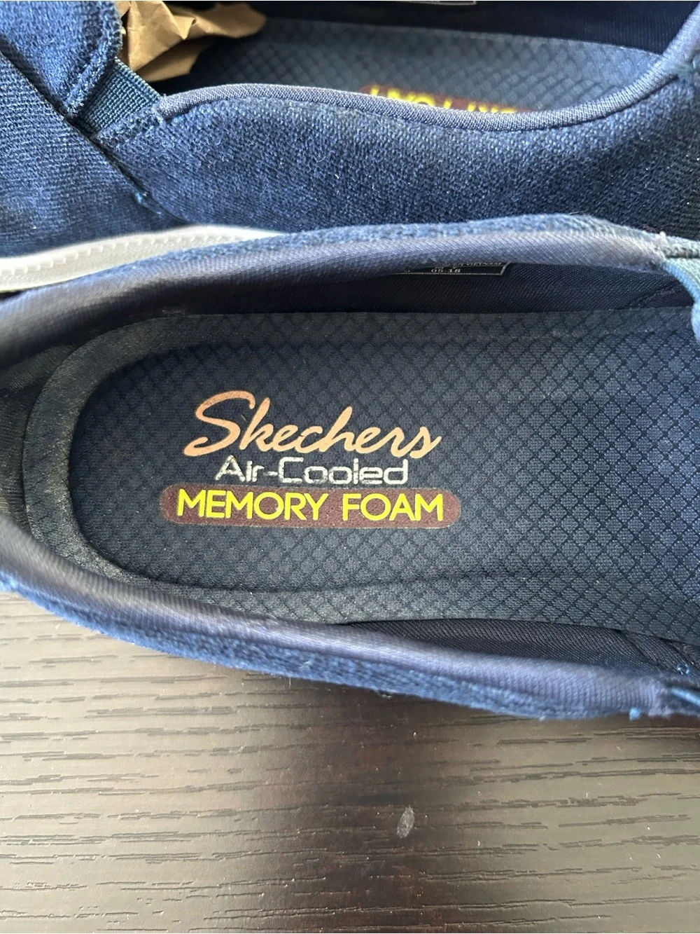 Skechers Navy Bow Slip-On memory foam Flats for Women Sz 7.5
